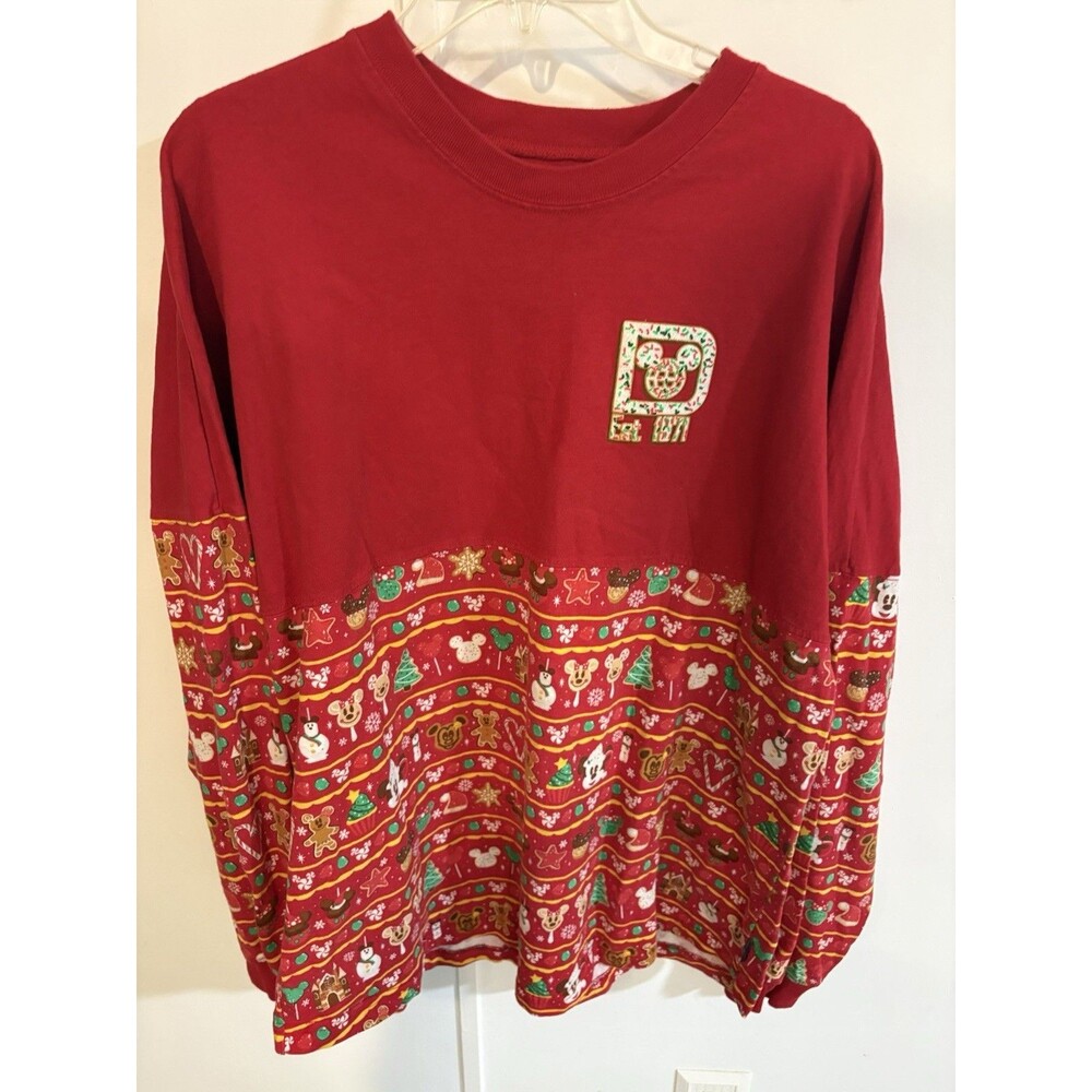 Disney Parks Walt World Red Holiday Snacks Gingerbread Spirit Jersey L